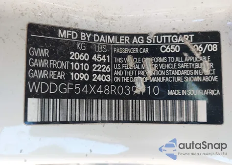 2008 Mercedes-Benz C 300 Luxury/Sport z USA, uszkodzony, nr VIN WDDGF54X48R039110